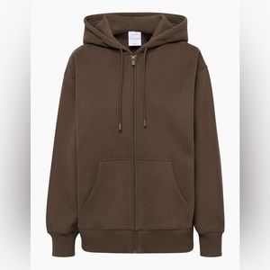 Aritiza Rich Matcha Brown Cozy Fleece Boyfriend Zip Hoodie